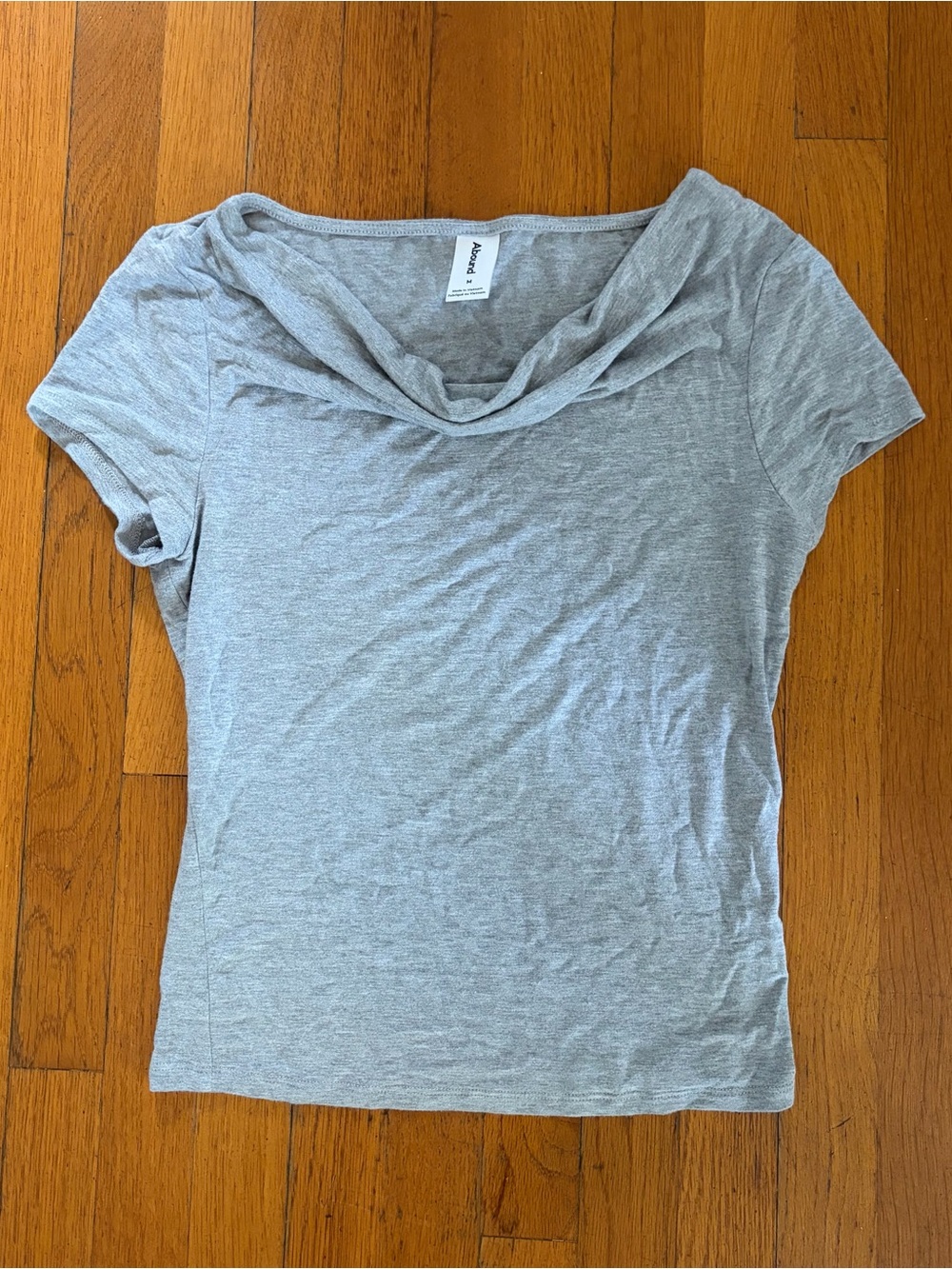 Abound Women's Gray Short Sleeve Cowl Neck Top Medium